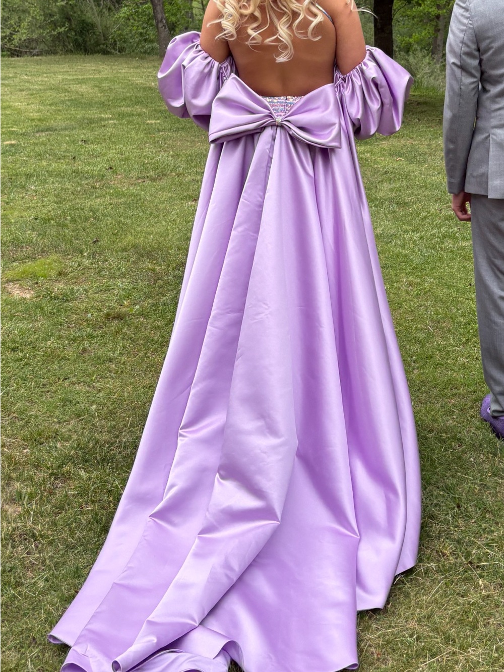 Lavender Sleeve Cape with Bow Detail